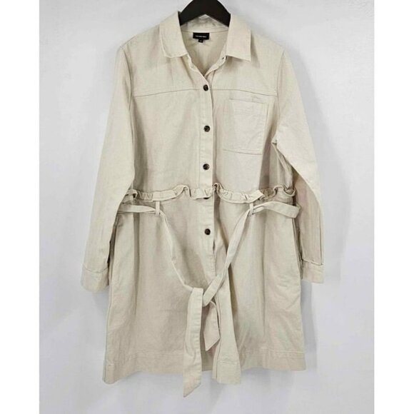 Who What Wear Dresses & Skirts - Who What Wear Button Down Long Sleeve Denim Dress Curvy Birch Cream Sz XL